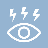 an eye under lightning symbols that represent oxidative stress